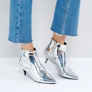 ASOS RAID Metallic Kitten Heel Boots